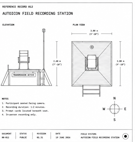 Elevation and plan views of the AutoIcon field recording station